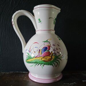 Vintage St. Clement France Faience Chinoiserie Pitcher